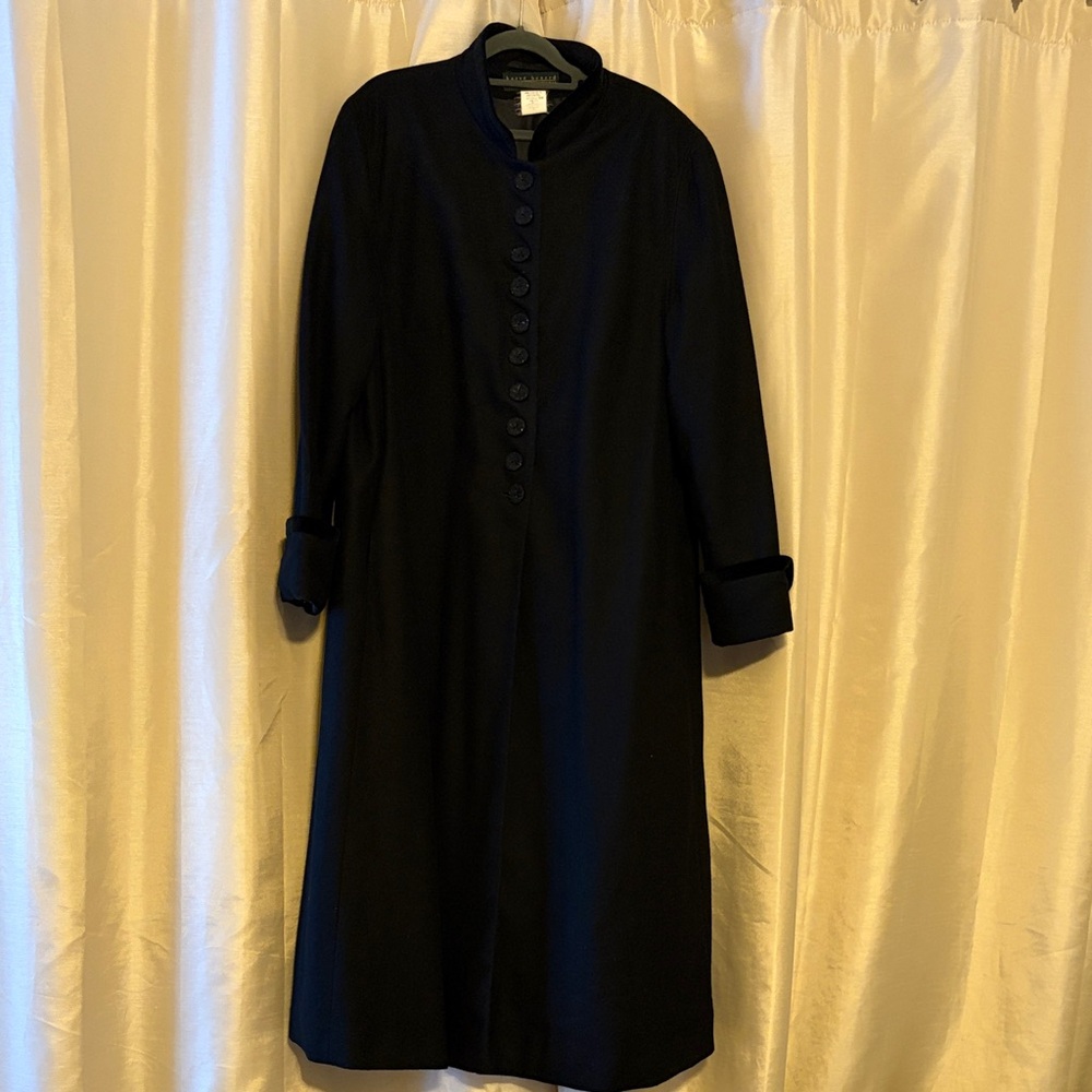 Harve Bernard Vintage Black Wool Button-Up Coat, 18W